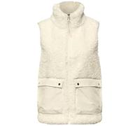 Fellweste STREET ONE, Damen, Gr. 40, eggshell ecru, Stoff, Obermaterial: 100% Polyester; Obermaterial 2: 100% Polyester, unifarben, comfort fit normal, hoch geschlossener Ausschnitt, Westen, super wei