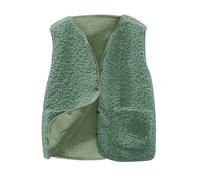 Weste Teddy Damen Ärmellos Fleecejacke Warm Weich Fleeceweste Teddyweste Knopf Teddyjacke V-Ausschnitt Plüschweste Loose Causal Damenweste Elegant Kuschelweste Teddyfell Jacke Taschen Green M