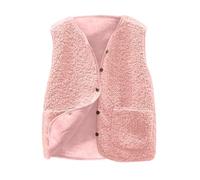Weste Teddy Damen Fleecejacke V-Ausschnitt Teddyfleece ÄRmellos Jacke Kurz | Winter Warm Teddyweste, Komfortabel Locker Winterjacke, Outdoor PlüSchweste ÜBergangsjacke, KnöPfen Pelzjacke S-5XL