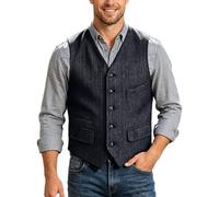 Weste Tracht Herren, Slim-Fit-Weste im Fischgrätmuster mit Knopfleiste Tragen über Leichter, taillierter Oberbekleidung