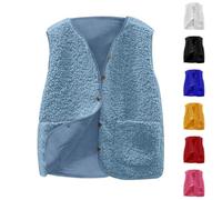 Westen Damen Leicht Große Größe - Teddy Fleecejacke Damen Outdoor Ärmellose Winterjacke Elegant Warme Teddyjacke Ärmellos Winterweste Outdoor Plüsch-Teddyweste Einfarbig Damenweste Übergangsjacke