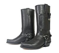 Western Cowboy Stiefel - Männer Square Toe Stiefel - mittelalterliche PU Leder Low Heel Mid Tube Ritter Stiefel für Cosplay,Schwarz,42