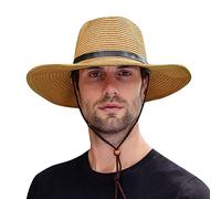 Western-Cowboyhut für Herren und Damen, Strand-Sonnenhut, breite Krempe, Panama, Fedora, Outdoor, faltbar, Sommer, Stroh, Sombrero Rancher-Kappe, Khaki, Einheitsgröße