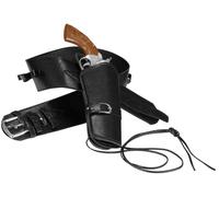Western Gürtel Mit Pistolenhalter Aus Kunstleder | OS - Schwarz | Wir machen Party.de |