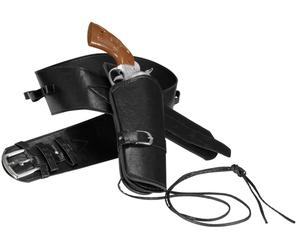 Western Gürtel Mit Pistolenhalter Aus Kunstleder | OS - Schwarz | Wir machen Party.de |