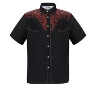Western Hemd Herren Kurzarm, Trachtenhemd Herren mit Western-Stil Druck-Vintage Kurzarmhemd Rever Slim FitButton Down Cowboy Hemden Lässig Herrenhemd Mode Freizeithemden für Männer Cowboyhemd