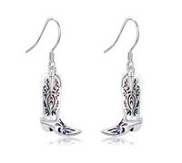 Western Ohrringe S925er Sterling Silber Cowgirl Cowboystiefel Ohrhänger Country Western Schmuck Geschenke für Damen