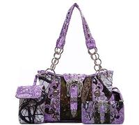 Western-Stil Camouflage versteckte börse Schnalle Country Nieten Damen Handtasche Schultertasche börse Set, Violett (Set/Violett), Large