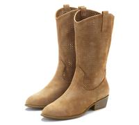 Westernstiefel LASCANA, Damen, Gr. 36, braun (camelfarben), Obermaterial: 100% Textilmaterial. Decksohle: 100% Lederimitat. Futter: 100% Lederimitat. Laufsohle: 100% Synthetik, unifarben, Schuhe Somme