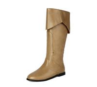 Westernstiefel, mittelalterliche Piratenstiefel, Gothic-Stiefel für Männer und Frauen, die die Wade ziehen, Flache Jazz-Stiefel, Ritterstiefel