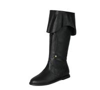 Westernstiefel, mittelalterliche Piratenstiefel, Gothic-Stiefel für Männer und Frauen, die die Wade ziehen, Flache Jazz-Stiefel, Ritterstiefel