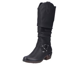 Westernstiefel RIEKER, Damen, Gr. 39, Normalschaft, schwarz, Lederimitat, unifarben, Schuhe, Blockabsatz, Cowboystiefel mit wasserabweisender riekerTEX-Membran (60420154-39) schwarz