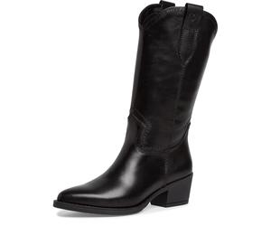Westernstiefel TAMARIS, Damen, Gr. 36, schwarz, Glattleder, unifarben, Schuhe, Blockabsatz, Langschaftstiefel mit Ziernähten, in spitzer Form (91012228-36) schwarz