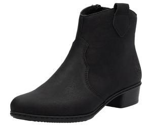 Westernstiefelette RIEKER, Damen, Gr. 41, schwarz, Lederimitat, unifarben, Schuhe, Stiefelette, Cowboyboots, Blockabsatz, mit Innenreißverschluss (59056439-41) schwarz