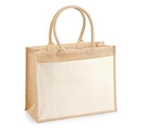 Westford Mill - Cotton Pocket Jute Shopper Natural, 42 x 33 x 19 cm