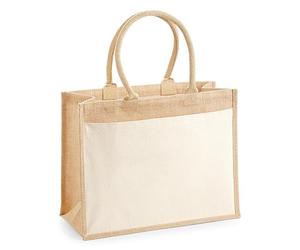 Westford Mill - Cotton Pocket Jute Shopper Natural, 42 x 33 x 19 cm