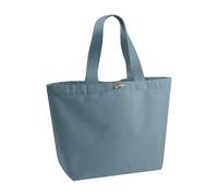 Westford Mill EarthAware Organic Marina Tote XL - Staubblaue Tragetasche aus Bio-Baumwolle, schwerer Stoff, Holz-Knebelverschluss, Gurtbandgriffe, Schultertrage, hergestellt für Personalisierung