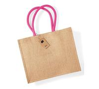 Westford Mill Jute Classic Shopper Tragetasche Schultertasche Natur/Fuchsia