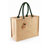 Westford Mill Jute Classic Shopper Tragetasche Schultertasche Natur/Grün