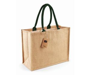 Westford Mill Jute Classic Shopper Tragetasche Schultertasche Natur/Grün