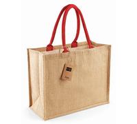 Westford Mill Jute Classic Shopper Tragetasche Schultertasche Natur/Rot