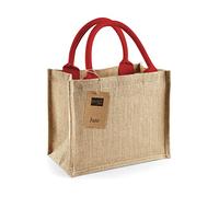 Westford Mill Jute Mini Geschenk Tüte (6 Liter), Natural/Bright Red, Einheitsgröße