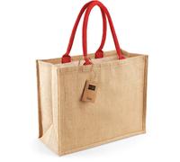 Westford Mill Jute Shopper Classic Jute-Tasche W407 natural/bright red 42 x 33 x 19 cm
