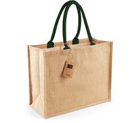 Westford Mill Jute Shopper Classic Jute-Tasche W407 natural/forest green 42 x 33 x 19 cm