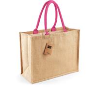 Westford Mill Jute Shopper Classic Jute-Tasche W407 natural/fuchsia 42 x 33 x 19 cm