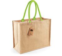 Westford Mill Jute Shopper Classic Jute-Tasche W407 natural/lime green 42 x 33 x 19 cm