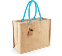 Westford Mill Jute Shopper Classic Jute-Tasche W407 natural/surf blue 42 x 33 x 19 cm