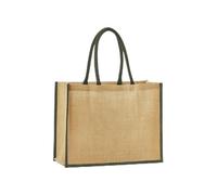 Westford Mill – Einkaufstasche Classic Shopper – gestärkte Jute – Natur/Olivegrün – Einheitsgröße