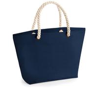 WM680 Westford Mill Strandtasche mit Streifen French Navy 36 x 35 x 18 cm