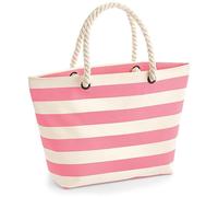 WM680 Westford Mill Strandtasche mit Streifen Natural 36 x 35 x 18 cm