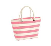 WM680 Westford Mill Strandtasche mit Streifen Natural 36 x 35 x 18 cm