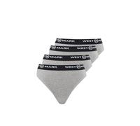 WESTMARK LONDON Tangas Damen Baumwolle 4X Paar, Grau - M Unterwäsche Frauen, String & Tanga Damen Underwear, Baumwoll Strings mit elastischem Bund, Basic Set