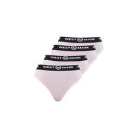 WESTMARK LONDON Tangas Damen Baumwolle 4X Paar, Rosa - L Unterwäsche Frauen, String & Tanga Damen Underwear, Baumwoll Strings mit elastischem Bund, Basic Set