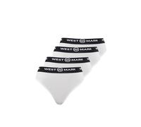 WESTMARK LONDON Tangas Damen Baumwolle 4X Paar, Weiß - M Unterwäsche Frauen, String & Tanga Damen Underwear, Baumwoll Strings mit elastischem Bund, Basic Set