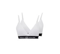 WESTMARK LONDON Unterwäsche Damen Baumwolle 2X Paar - M Weiß, Triangle Bralette Basic Set, Soft Damen BH Ohne Bügel, Bügelloser BHS für Frauen, Bequem und Weich Soft Bustier Bra