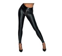 Wetlook Leggings mit Reißverschluss F217, Größe L, Schwarz