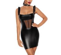 Wetlook Minikleid mit Tüll-Einsatz
