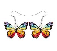 WEVENI Acryl Cute Schmetterling Ohrringe baumeln Insekt Charms Neuheit Geschenke Mode-Schmuck für Frauen Damen Mädchen (Lila)
