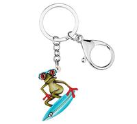 WEVENI Acryl Cute Skateboard Frosch Schlüsselanhänger Schlüsselring Auto Tasche Geldbörse Lustige Frosch Anhänger Schmuck für Damen Mädchen (Blau)