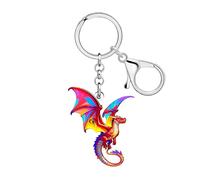 WEVENI Acryl Fantasy Dragon Schlüsselanhänger Dinosaurier Auto Schlüsselanhänger Zubehör Drachen Geschenke für Damen Jungen Teenager Mädchen Tasche Charms (Rot)