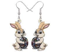 WEVENI Acryl Ostern Ohrringe Osterhase Kaninchen Dangle Schmuck Für Frauen Mädchen Charm Ostergeschenke (Beige)