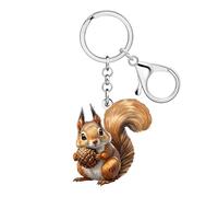 WEVENI Cute Eichhörnchen Geschenke Eichhörnchen Schlüsselanhänger, Acryl Charms Tier Schlüsselanhänger Zubehör Tierliebhaber Geschenke für Frauen Mädchen (Braun)