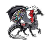 WEVENI Cute Fantasy Dinosaurier Dragons Brosche Emaille Dragon Pins Für Frauen Dame Mädchen Mode Drache Schmuck Geschenk (Schwarz)