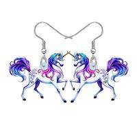WEVENI Cute Pferd Geschenk Acryl Cartoon Pferde Ohrringe Schmuck Für Damen Frauen Mädchen (Einhorn A)