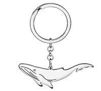 WEVENI Delfin Schlüsselanhänger Wal Schlüsselring Ringe Quallen Charms Fisch Schmuck für Damen Frauen Mädchen Meer Tiere Liebhaber (Versilberte Wal C)