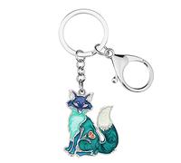 WEVENI Emaille Legierung Cartoon Fuchs Schlüsselanhänger Charms Niedlich Schmuck Für Frauen Mädchen Tasche Brieftasche Auto (Blau)